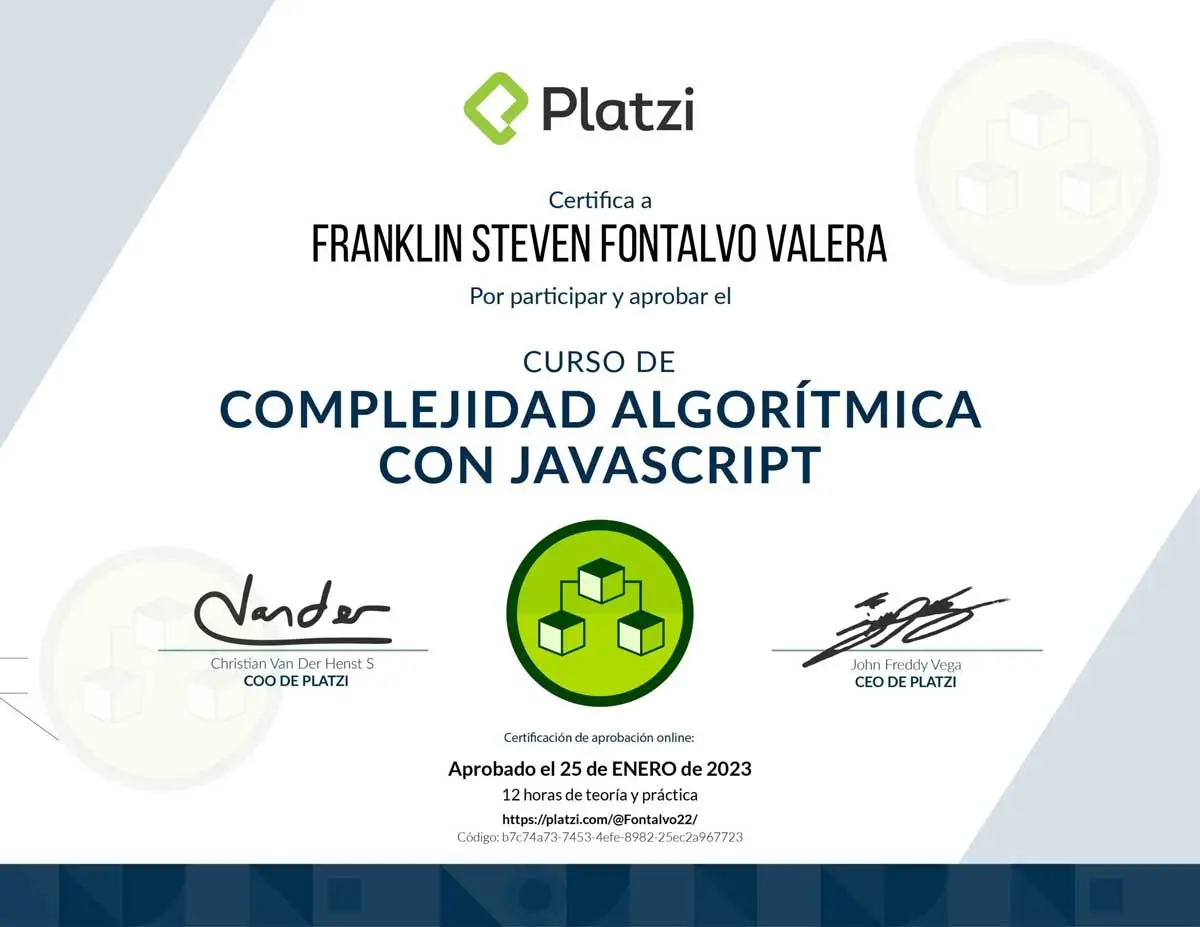 JavaScript Algorithmic Complexity certificate