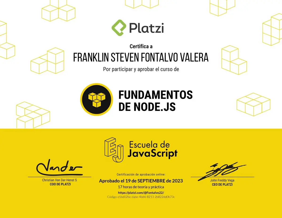 Node.js Fundamentals certificate