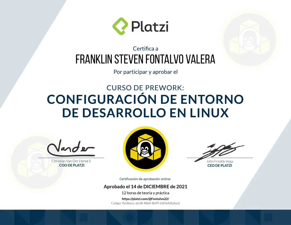 Linux Prework certificate